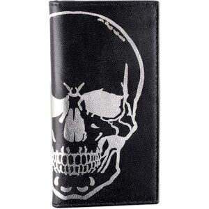 Men’s Skull Leather Wallet  Long Bifold in Vintage Black by F&L CLASSIC